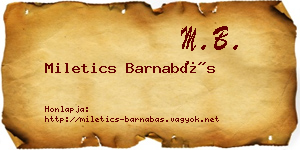 Miletics Barnabás névjegykártya